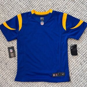 NWT Nike NFL Youth Boys On Field Medium Blue Gold Colors Short Sleeve‎ Jersey.